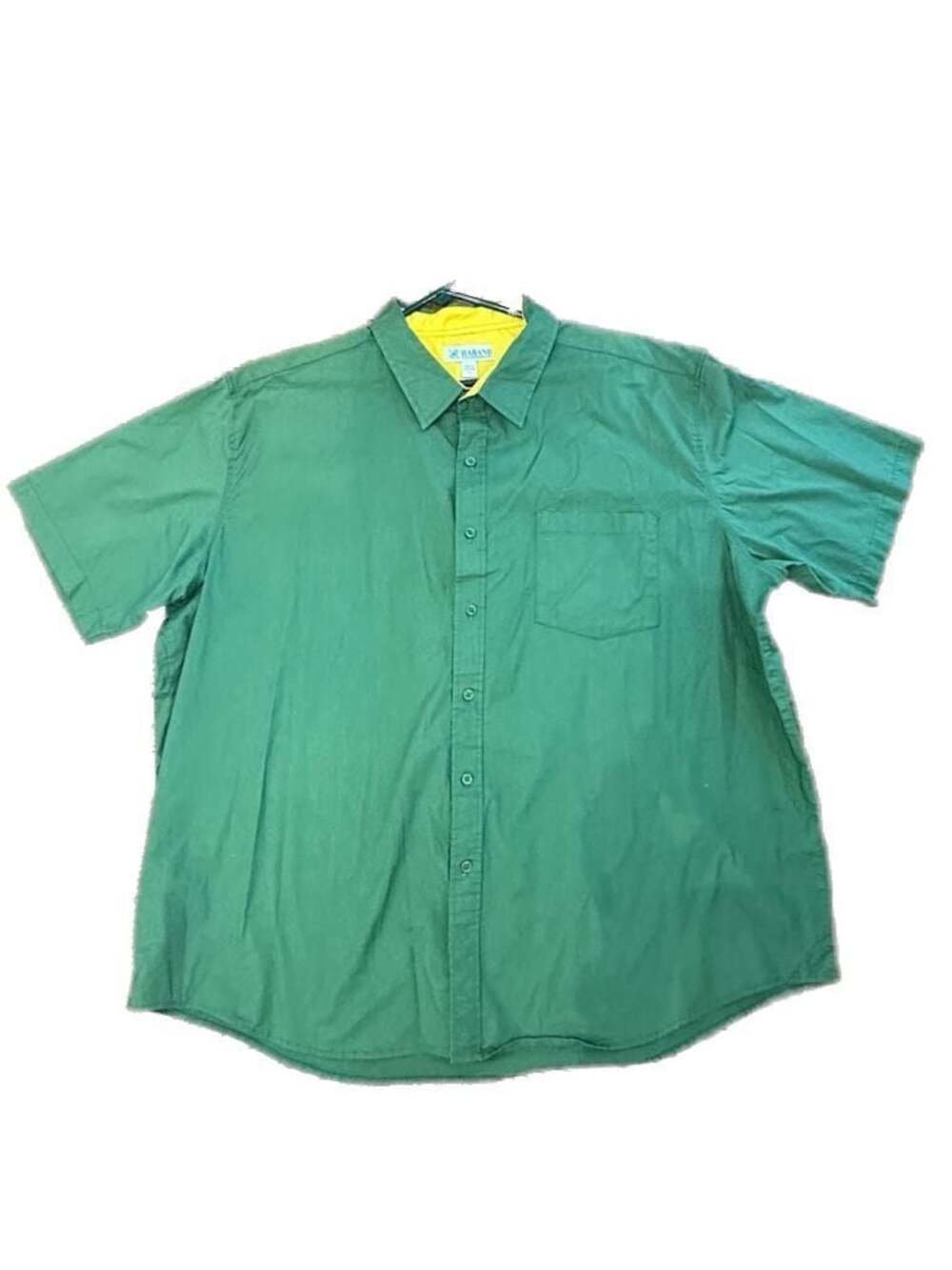 Haband Short Sleeve Button Down Shirt Green 3X